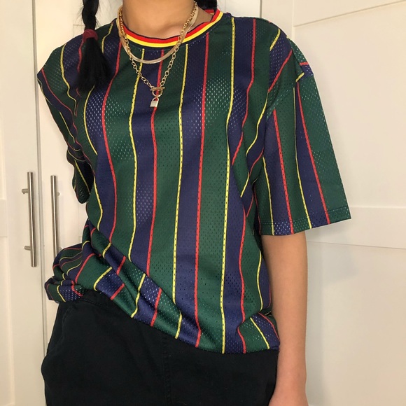 Forever21 Striped mesh top - Picture 3 of 4